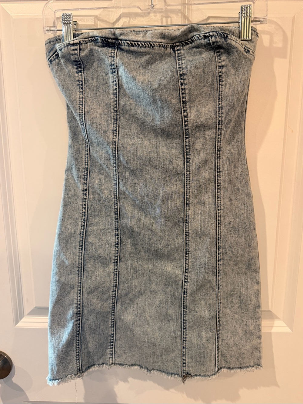 Womens Acid Wash Denim Strapless Mini Dress Size Small